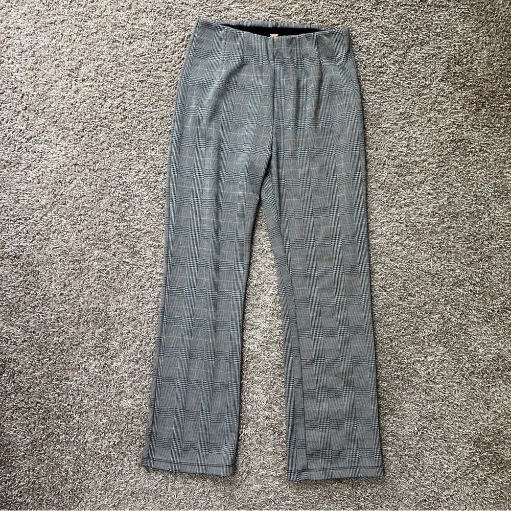 Free People Gray Plaid Trousers